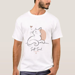 Camiseta Minimalista de Gato con Alma Suave de Una