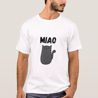 Camiseta Minimalista de gato negro MIAO