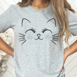 Camiseta Minimalista de la cara Kitty, Cat Lover