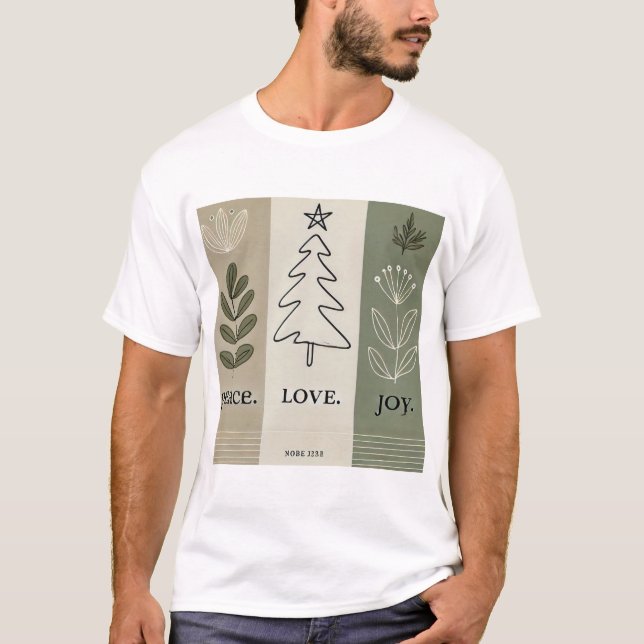 Camiseta minimalista del árbol de Navidad - Paz. A (Anverso)