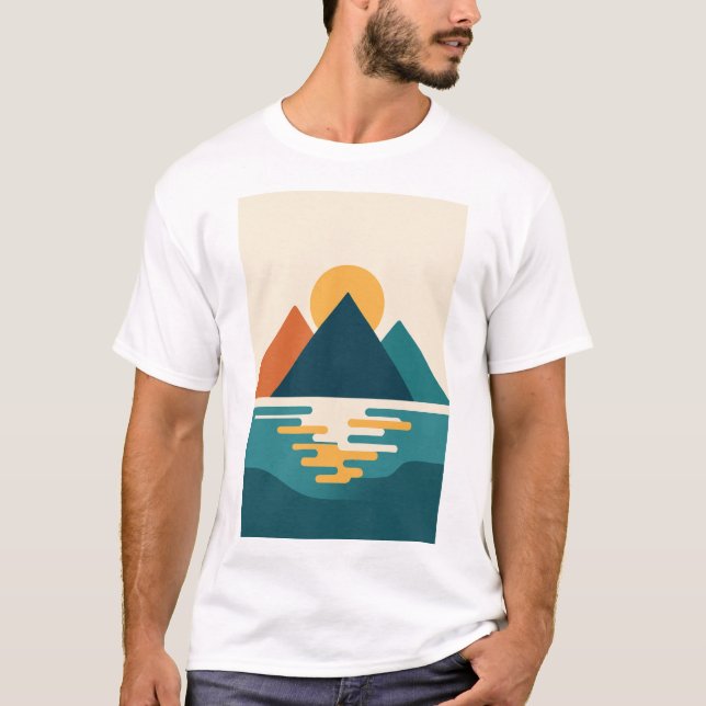 Camiseta minimalista del atardecer (Anverso)