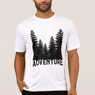 Camiseta Minimalista gráfico blanco negro pino Adventure