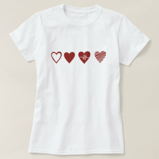 Camiseta Minimalista latido EKG Línea Art Cuatro Corazones