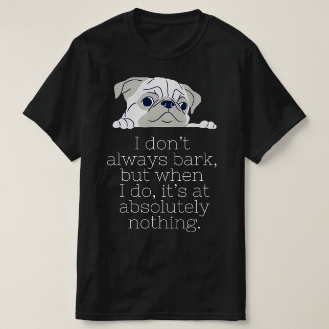 Camiseta minimalista negra de Pug: ladrido (Diseño del anverso)