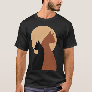 Camiseta Minimalista Silueta de Canguro y Gato Ani
