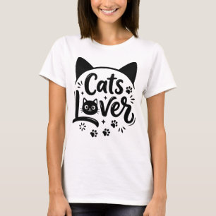 Camiseta Minimalista Tipografía Moderna Amante de Gatos Pad