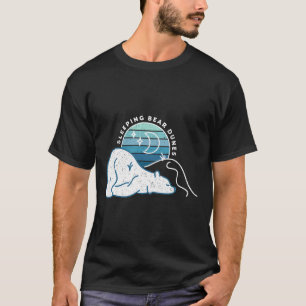 Camiseta Mínimo duelo de oso dunas retro atardecer Michigan