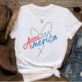 Camiseta Mínimo Texto Gráfico Bandera Estadounidense 4 de J