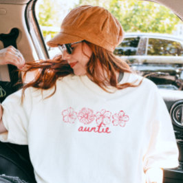Camiseta Mínimo "Tía" Moderno Script Floral Rosa Verano