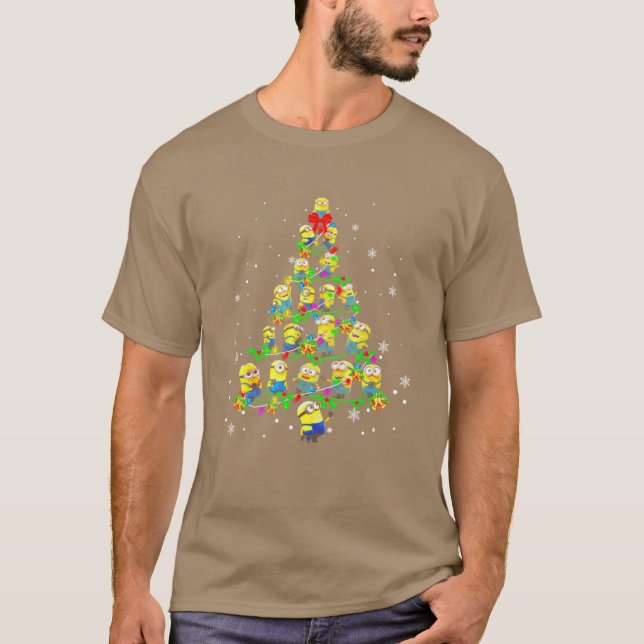 Camiseta Minions Christmas Trees And Light Color Xmas Gift  (Anverso)