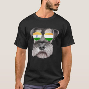 Camiseta Ministra de la Bandera de la India Schnauzer Dog I