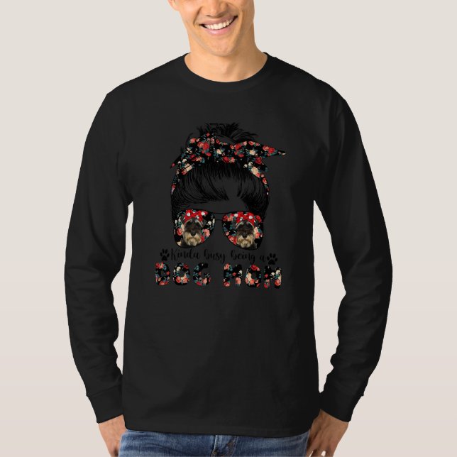 Camiseta Ministra de sexo femenino Schnauzer Dog Mom Messy  (Anverso)