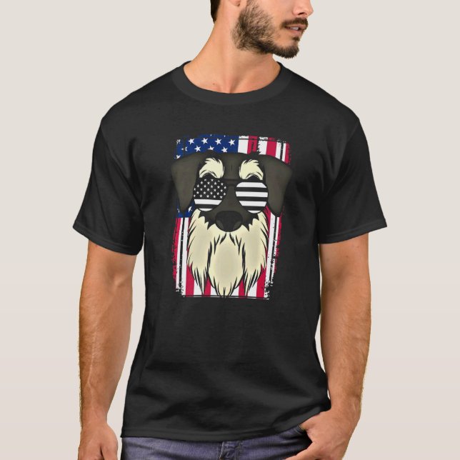 Camiseta Ministra Schnauzer Bandera Estadounidense Schnauze (Anverso)