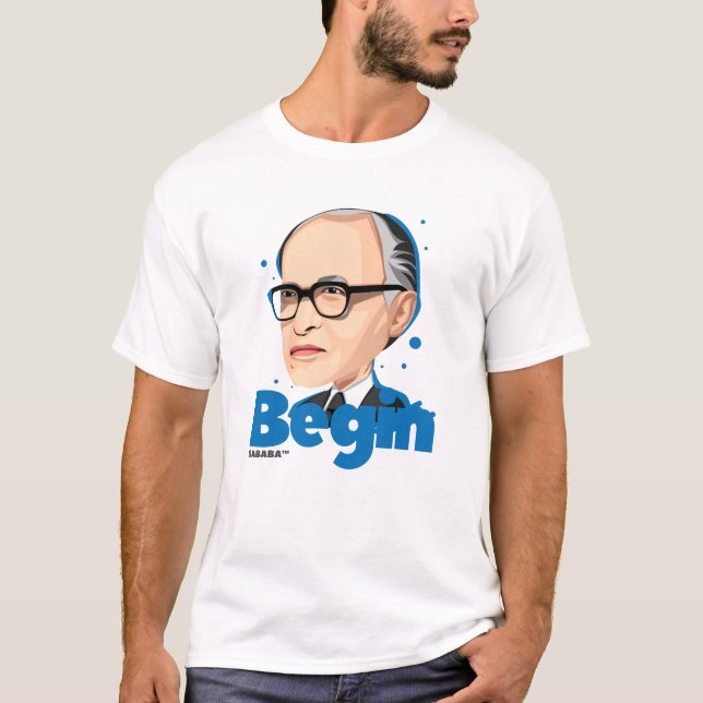 Camiseta Ministro israelí de Menachem Begin primer (Anverso)