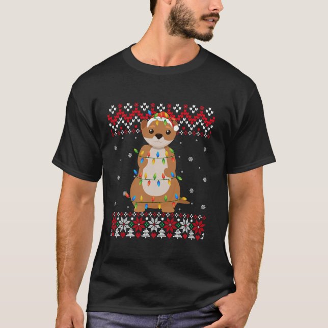 Camiseta Mink Santa Hat Hombres Mujeres Niñas Navidades fea (Anverso)