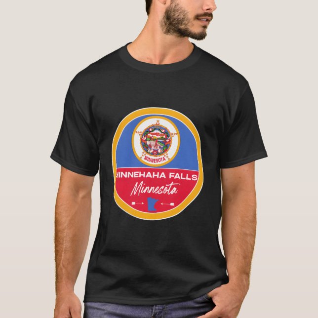 Camiseta Minnehaha Falls Minnesota Mn State Flag Badge (Anverso)