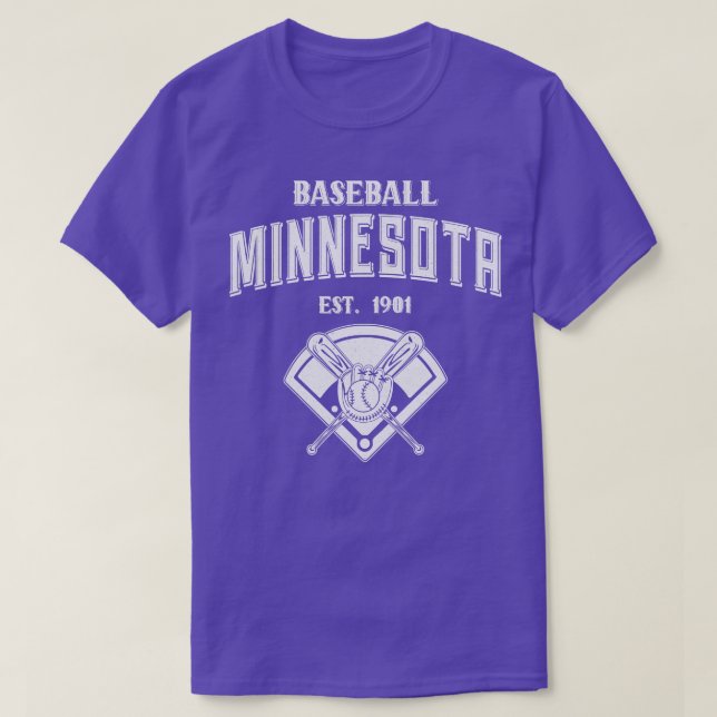 Camiseta Minnesota Baseball Est 1901 Vintage White Text (Diseño del anverso)