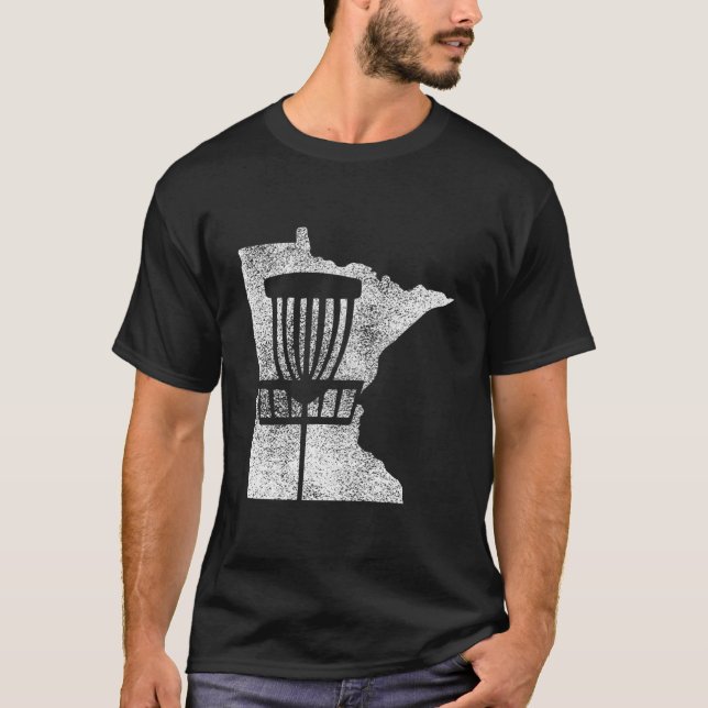 Camiseta Minnesota Disc Golf State With Basket Distressed (Anverso)