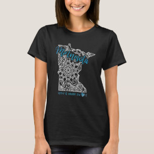 Camiseta Minnesota Estado De Origen Mn Mapa Mandala Usa Amé