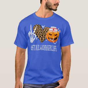 Camiseta Minorista Trabajador Paz Amor Calabaza Funny Hallo