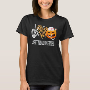 Camiseta Minorista Trabajador Paz Amor Calabaza Funny Hallo