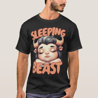 Camiseta Minotauro hembra durmiendo con características exa