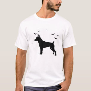 Camiseta MinPin perro � Silueta de luna de Halloween camise