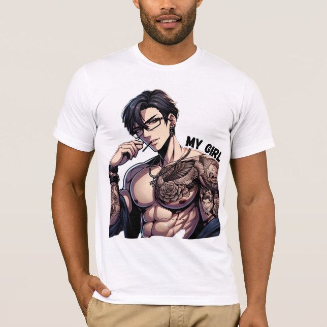 Camiseta Mío para siempre - Hombre con tatuaje de anime cal (Anverso)