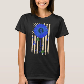 Camiseta Miositis Conciencia Cinta azul Girasol Americano