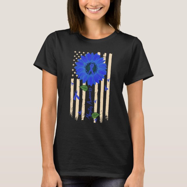Camiseta Miositis Conciencia Cinta azul Girasol Americano (Anverso)