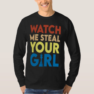 Camiseta Mira Cómo Te Robo La Chica Vintage Retro Ajedrez