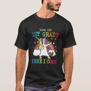 Camiseta Mira El Primer Grado Aquí Vengo Niños Unicornios