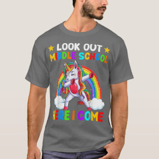 Camiseta Mira La Escuela Media Aquí Estoy Dabbing Unicorn
