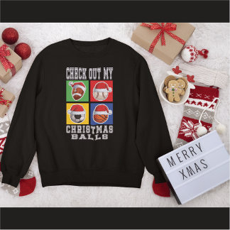 Camiseta Mira mis bolas de Navidades con el gorra de Santa 