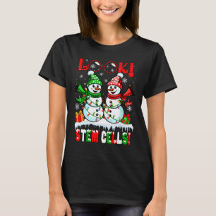 Camiseta ¡Mira! Pareja de muñecos de nieve de Navidad de cé