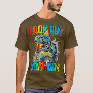Camiseta Mira rodando hacia 4 Dinosaurio de Camión Monstruo