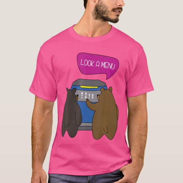 Camiseta Mira Un Menú - Divertido Camping De Oso (Anverso)