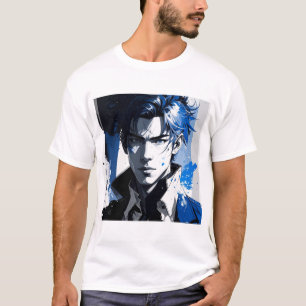 Camiseta Mirada Azul – Retrato Estilizado en Pintura y Movi