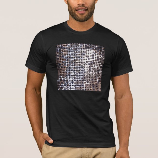 Camiseta Mirada chispeante de plata de la lentejuela (Anverso)