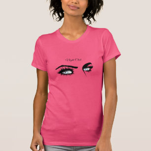 Camiseta Mirada femenina de dibujo definido de azul claro a