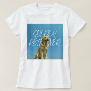 Camiseta Mirada Retro de Golden Retriever al Cielo Azul Art