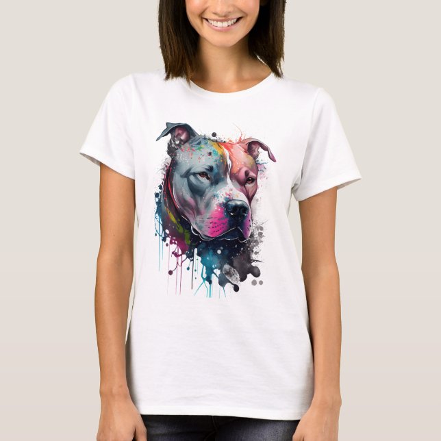 Camiseta Mirada seria + corazón amable: pitbull (Anverso)