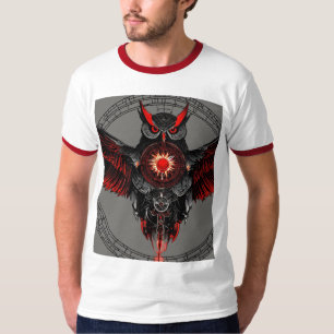 Camiseta Mirando a búho en rojo y negro