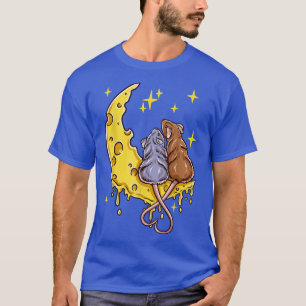 Camiseta Mirando A Los Ratones Sobre El Queso De La Luna Co