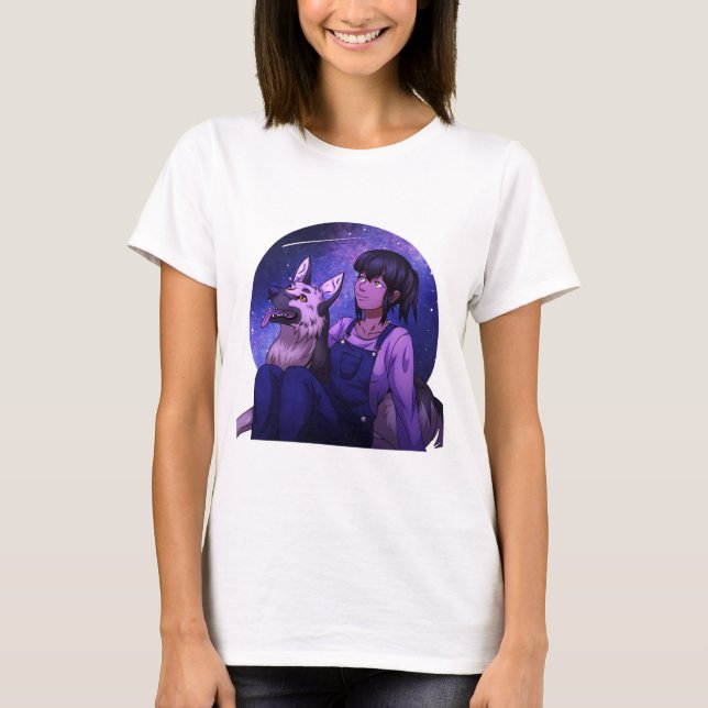 Camiseta Mirando con asombro a un perro (Anverso)