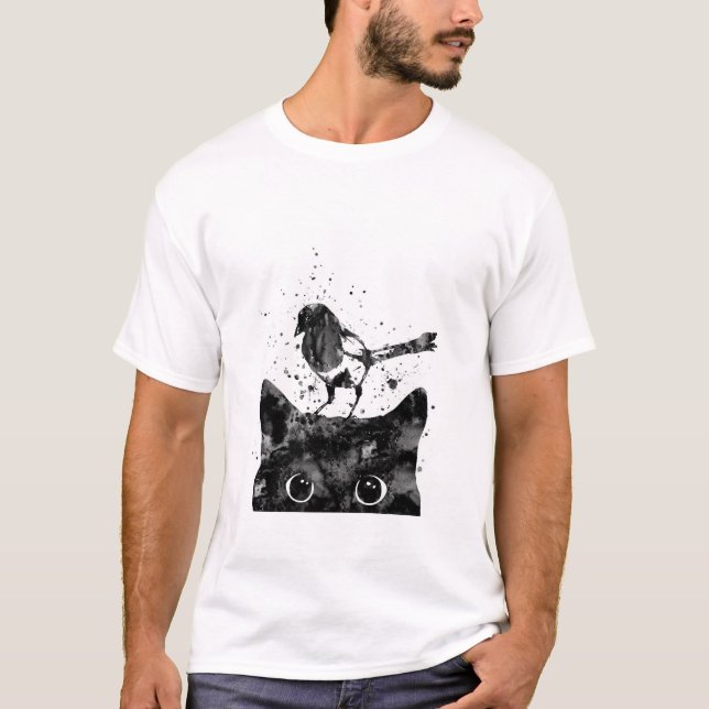 Camiseta Mirar a escondidas el gato y a la urraca (Anverso)