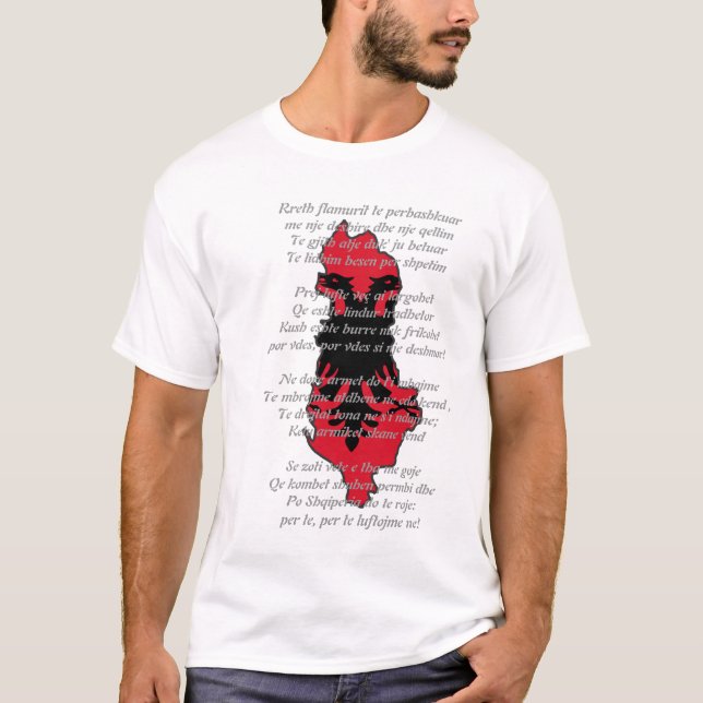 Camiseta Mirë o sa de Shqiperia yo qenë shqiptar (Anverso)