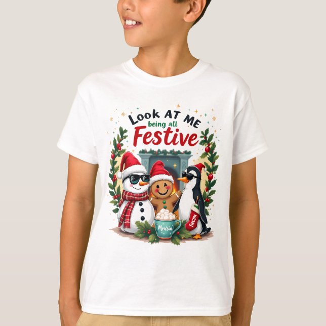 Camiseta Míreme siendo todos navidades divertidos festivos (Anverso)