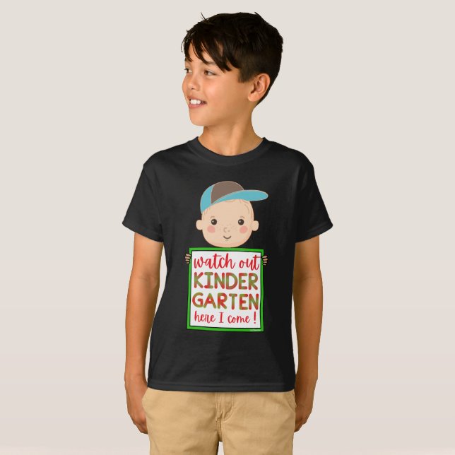 Camiseta MIREN A KINDERGARTEN AQUÍ QUE VENGO gracioso lindo (Anverso completo)