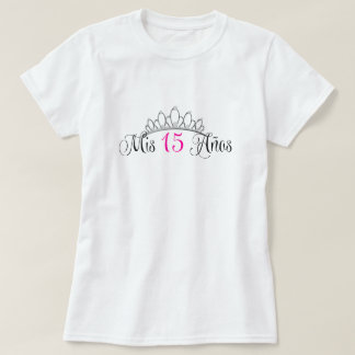 Camiseta Mis 15 Anos Quinceanera Plata Tiara Rosa